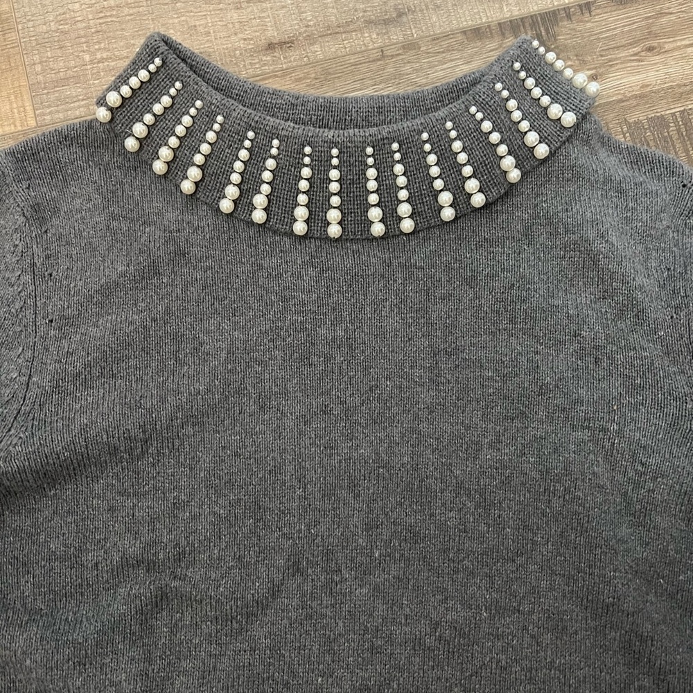 Talbots Sabrina cashmere blend tunic sweater with faux pearl cowl neck sz S - Picture 2 of 5